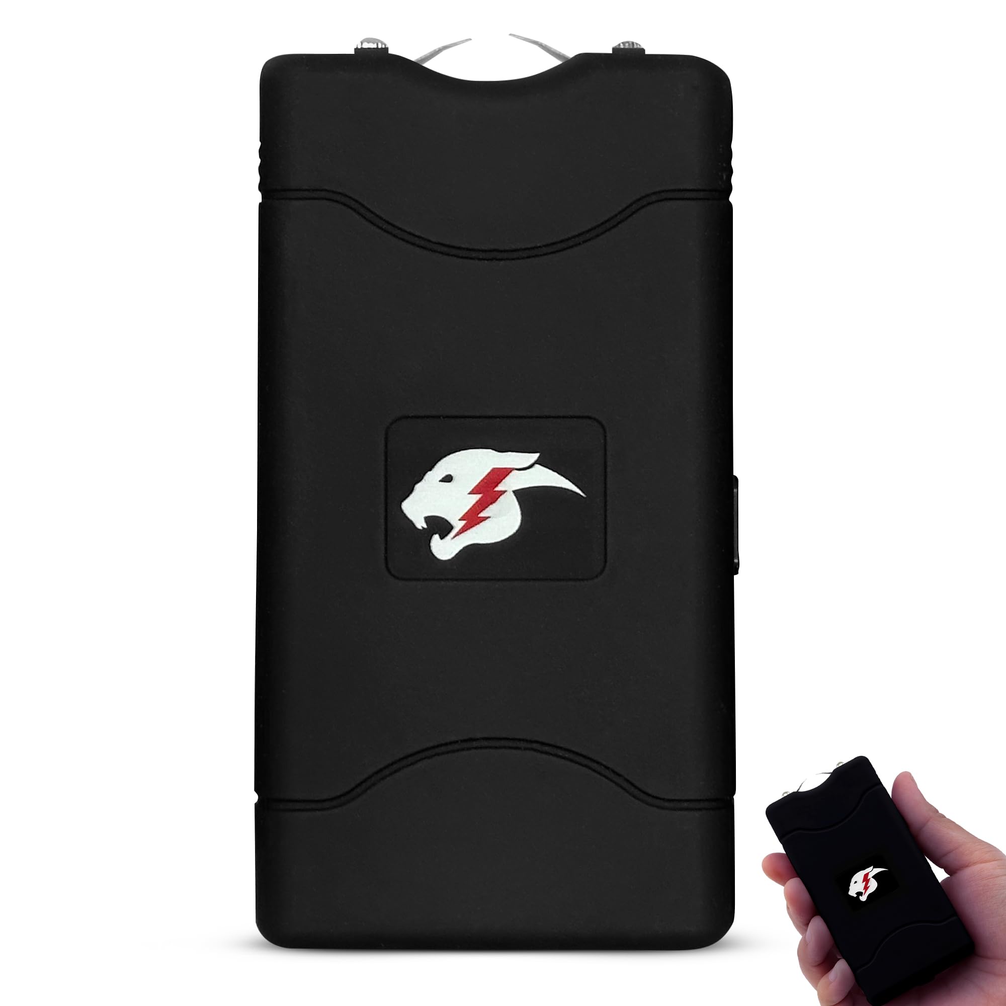 FURY Mini Stun Gun- Heavy Duty Self Defense with LED Flashlight Carrying case Belt Loop and Direct to Wall Charging (Black)