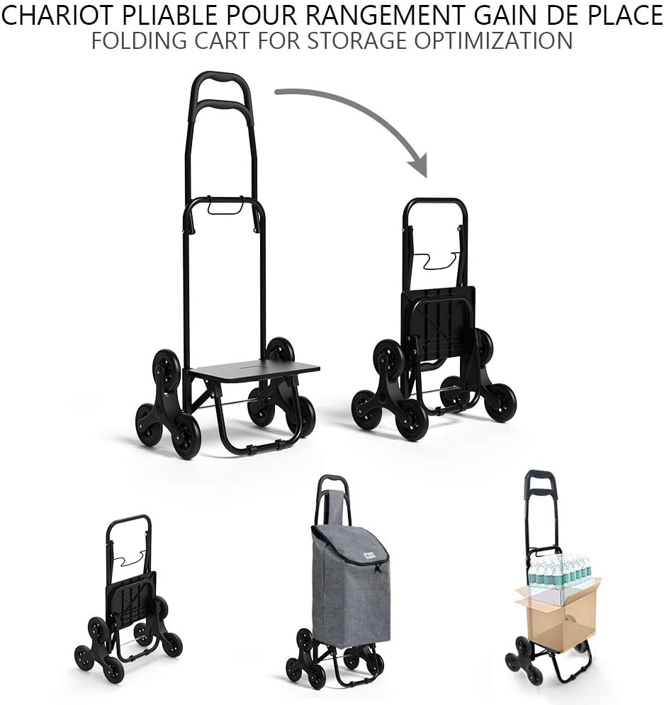 Diagram showing the VOUNOT shopping trolley in its folded and unfolded states, demonstrating how it collapses for storage.