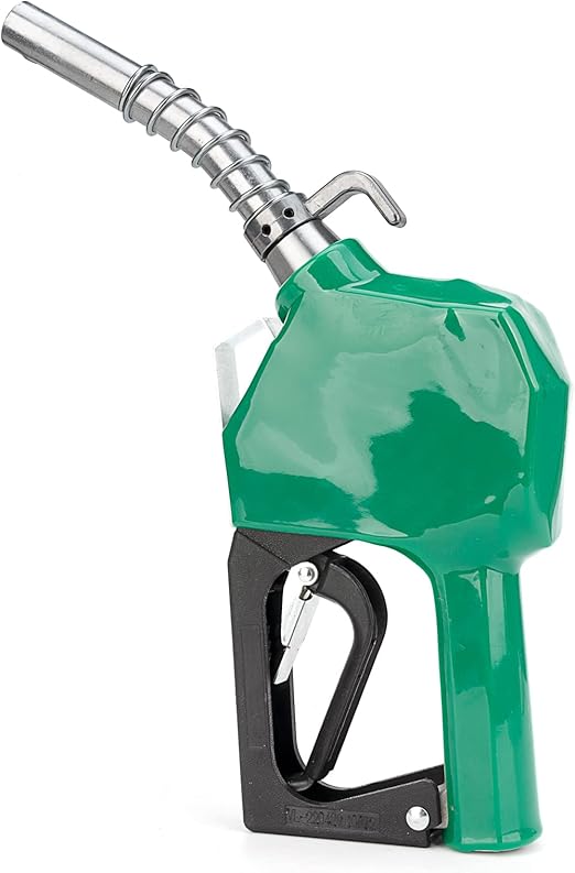 3/4 NPT Automatic Fuel Nozzlem,Auto Shut-Off Fuel Nozzle,High Flow Car Fuel Filling Nozzle BP Green Hand Guard and Hanging Hook for Filling Diesel,Kerosene and Various Gasoline 13/16"Spout, 16GPM