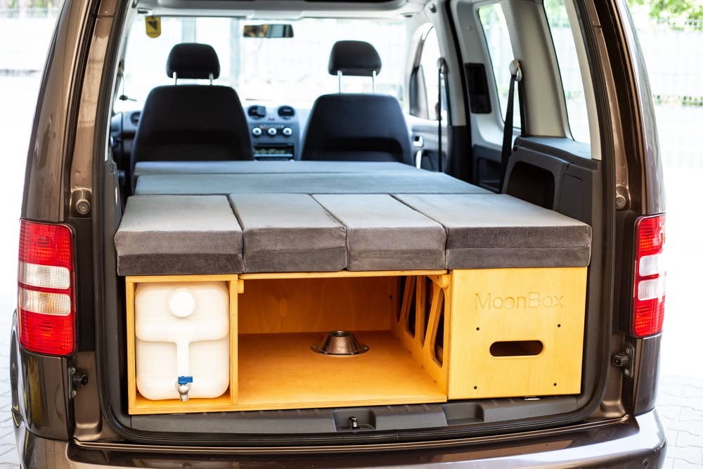 Moonbox Campingbox 115cm Modify für Minivans | mit Campingküche, Schlafsystem & Tisch | für Fahrzeuge mit Mind. 115cm Breite im Kofferraum