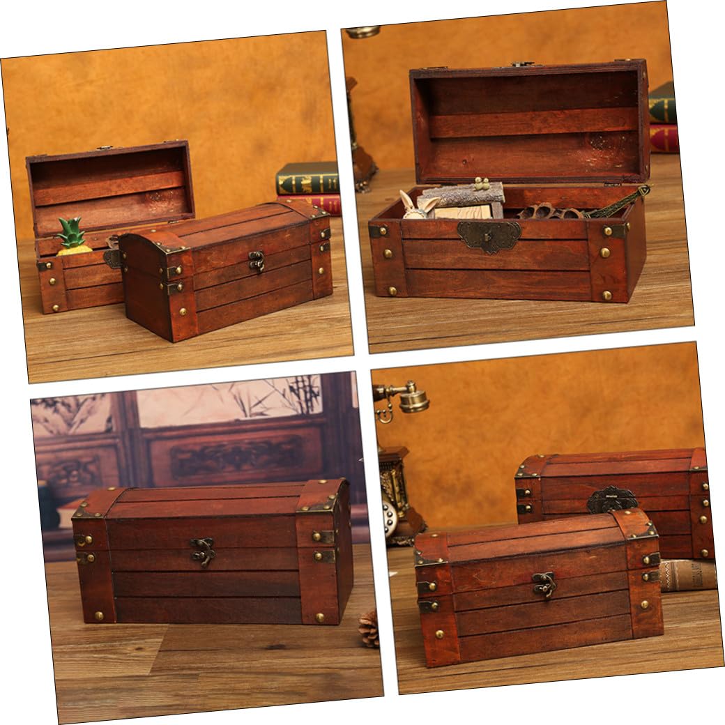 Vintage Holzkiste Aufbewahrungsbox mit Antikem Design Braune Schatzkiste zur Fotografie und Dekorativen Schmuckaufbewahrung