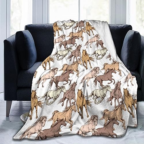 Image of Horse Soft Blanket All Season Fuzzy Throw Warm Lightweight Blanket Fleece Throws Flannel Blankets for Bed Sofa Couch Travel Home Living Room Decor 50"X60"