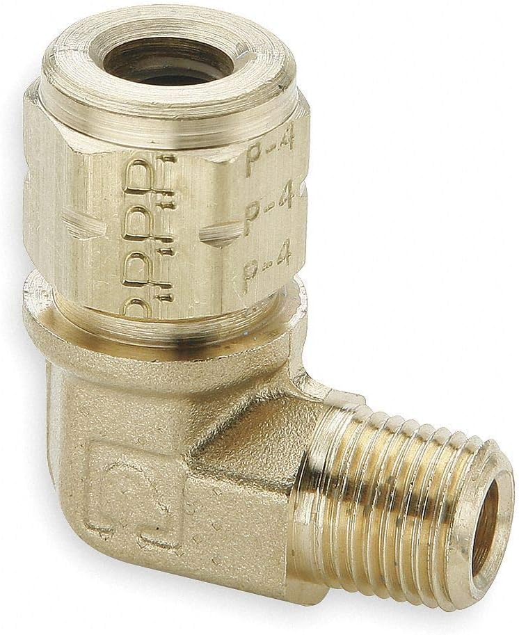 Parker Brass Compression x MNPT Male Elbow, 90(Deg), 1/4" Tube Size - 169VL-4-2