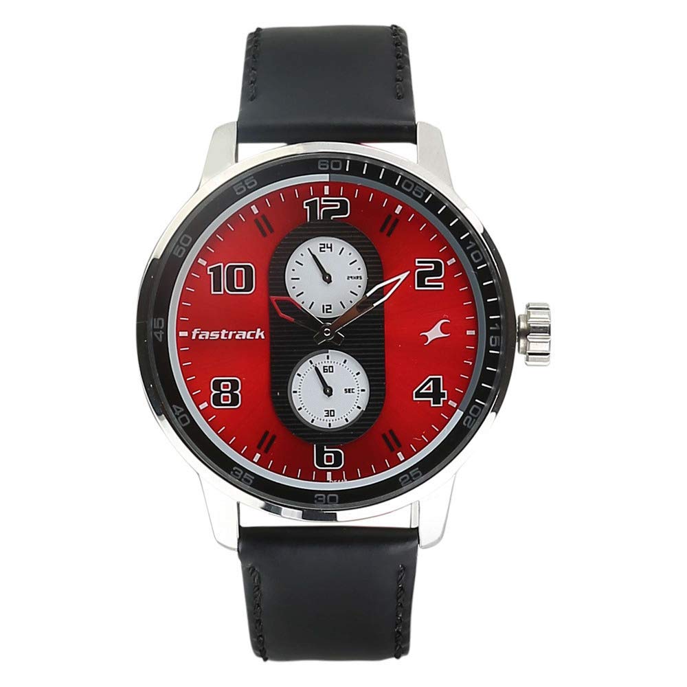 Fastrack Quartz Analog Red Dial Leather Strap Watch for Men-NK3159SL01 (B01M02JSA3) Amazon Price History, Amazon Price Tracker