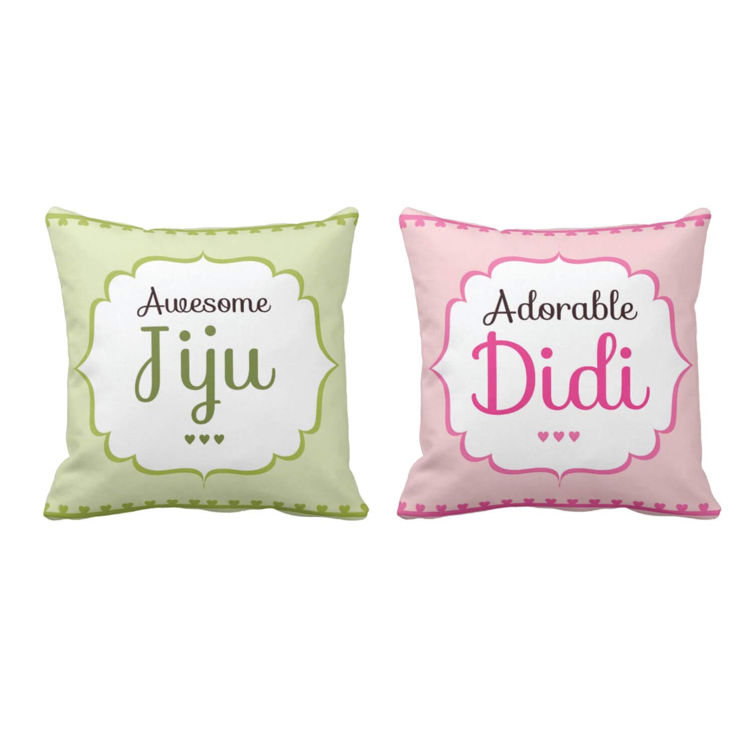 Yaya Cafe™ 24X24 inches for Sister Didi Jiju, Cushion Cover Awesome Jiju Adorable Didi Set of 2