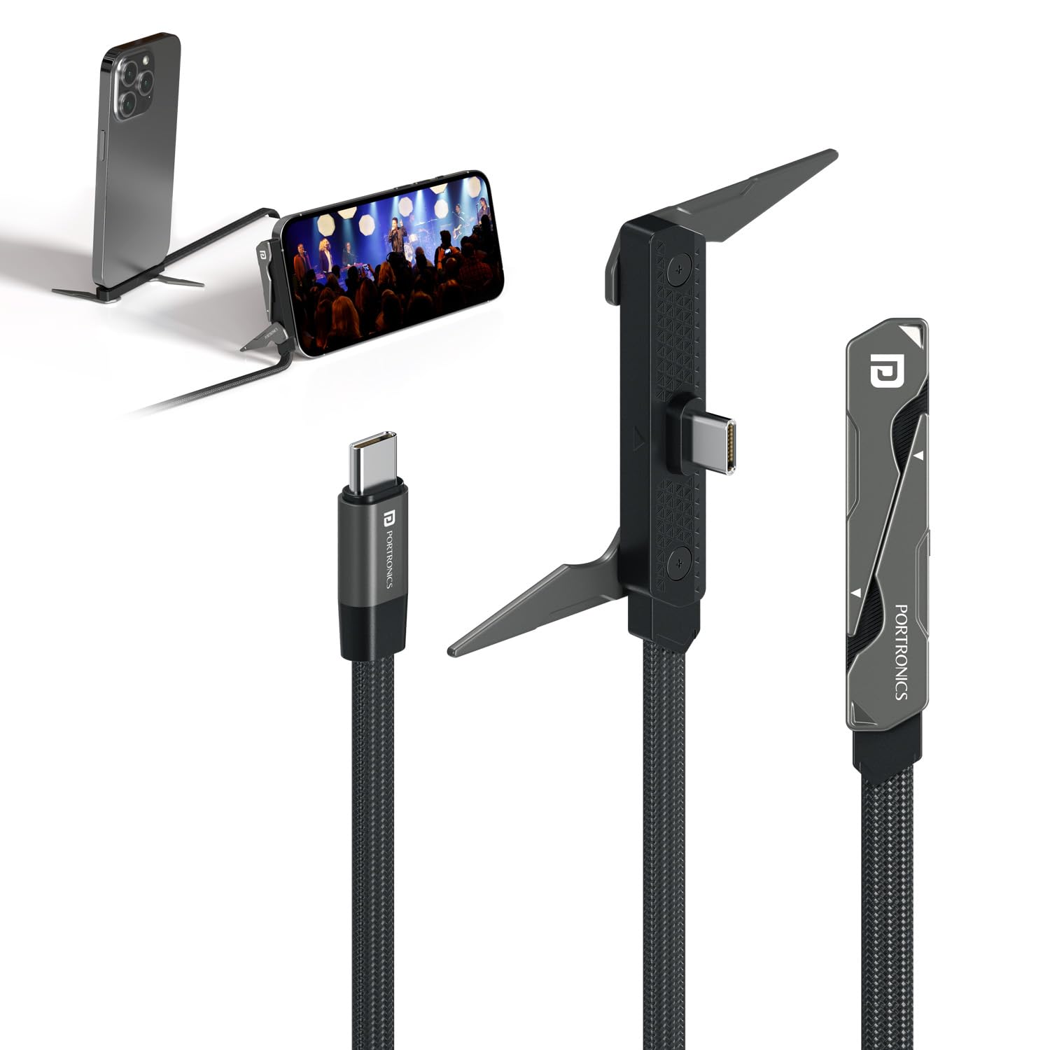 Portronics 100W Dockline Type C to Type C Cable With In Built Stand, E-marker Chipset, Strong Braided Cable, Data Sync, Compatible With Laptop, Smartphone, iPhones, Tablets(Black)-picture-34