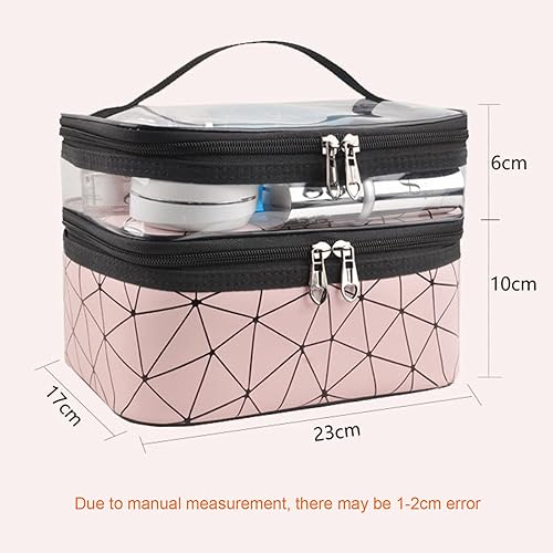 Miniatura 6 de Linsiter Bolsa de maquillaje de doble capa Bolsa de aseo bolsa de viaje, bolsa de cosméticos resistente al agua Bolsa de cuidado de piel