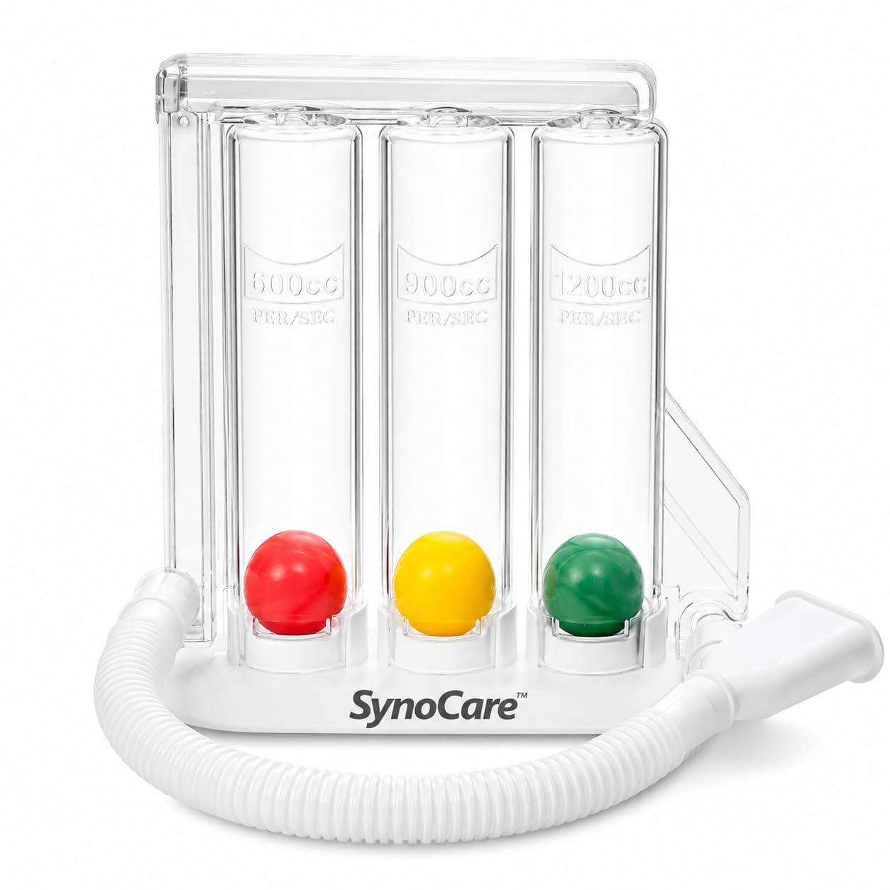 synocare 3 ball spirometer, lung exerciser, respiratory exerciser, breathing exercise, respirometer, breath measurement system & deep breathing lung exerciser | washable, hygienic & detachable- pack of 1
