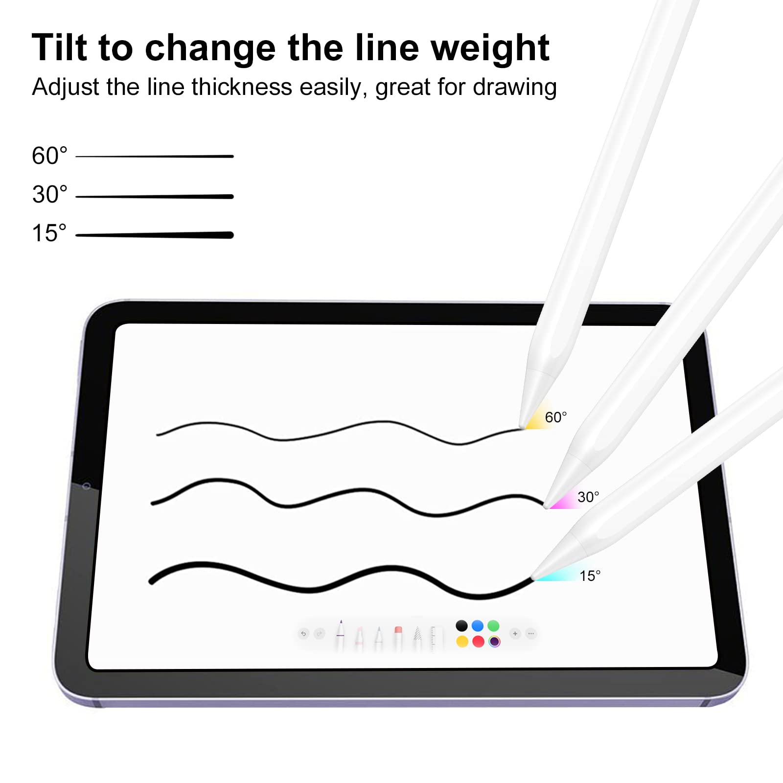 PINKCAT Lapiz para Tablet, con Inclinación & Rechazo de Palma & Adsorción Magnética lápiz para iPad 2022-2018, para iPad/iPad Mini/Air/Pro