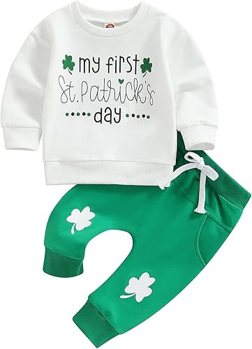 Amiblvowa Conjunto de sudadera con cuello redondo y pantalones deportivos para el día de San Valentín para bebé recién nacido