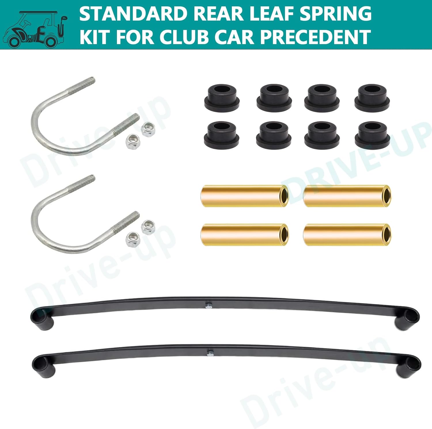 DRIVE UP Golf Cart Standard Rear Leaf Spring Kit for Club Car Precedent Tempo and Onward 2004-Up Electric Models, with Bushings Sleeves U-Bolt, OEM 102509301, 102513001-2 Pack