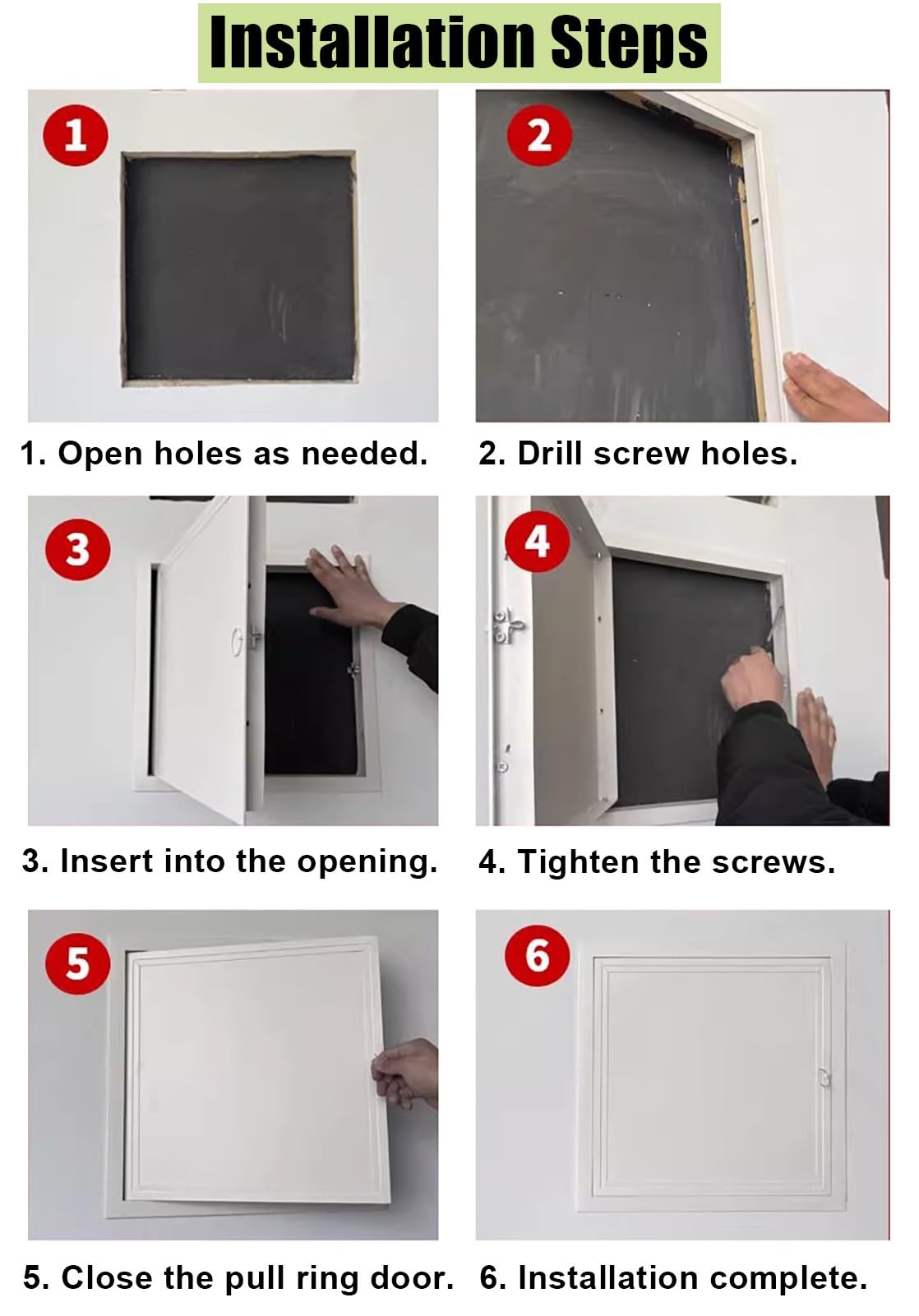 Genérico Puertas de Acceso de aleación de Aluminio con Anilla de tracción, Tapa para Panel de Acceso a Pared y Techo, Placa de Cubierta para Orificio de Puerta de Servicio de plomería de át
