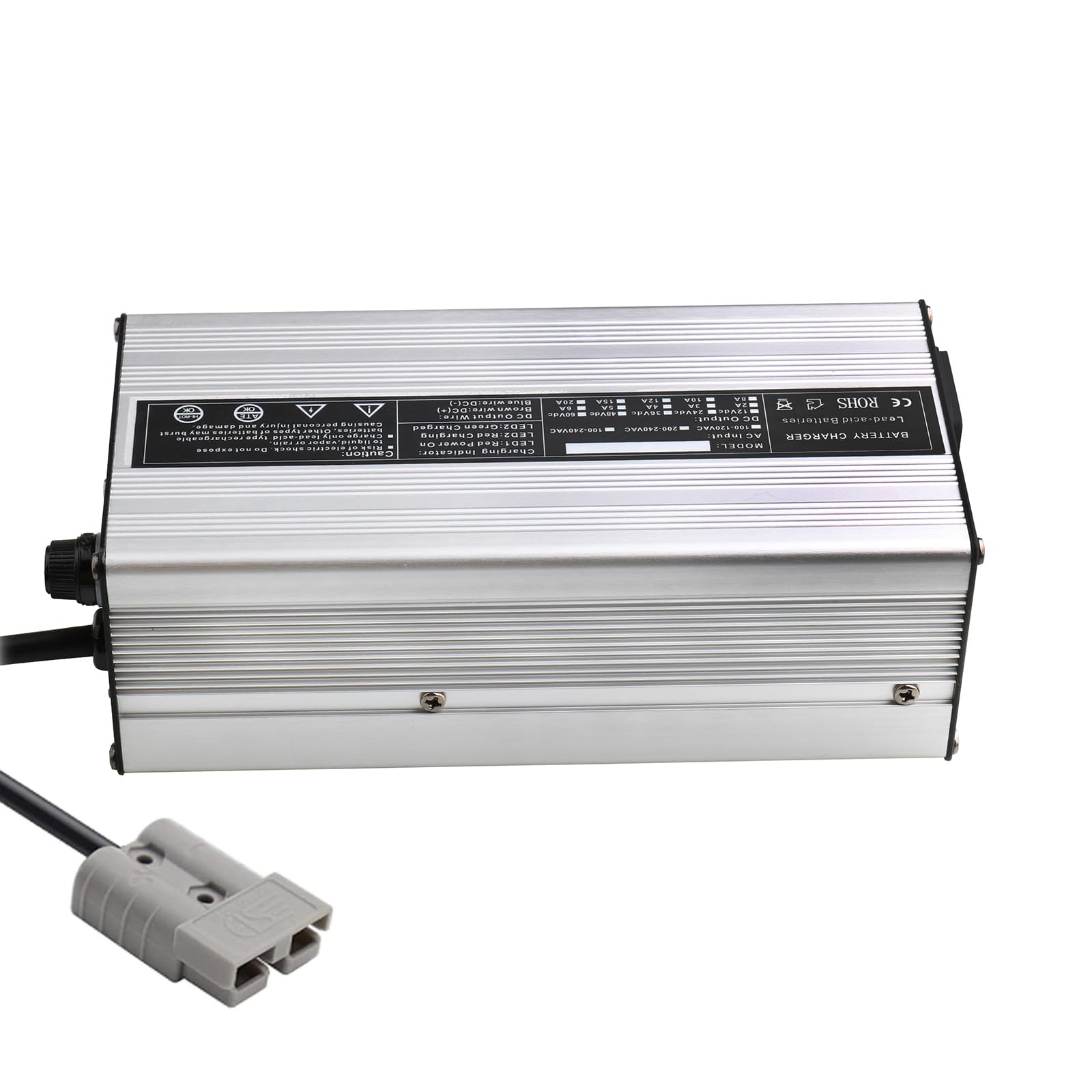 Ładowarka do wózków widłowych 180 W Ładowarka akumulatorów 12 V 8 A/24 V 5 A/36 V 4 A/48 V 3 A z wtyczką Anderson 50 A/120 A do ładowania akumulatorów kwasowo-ołowiowych