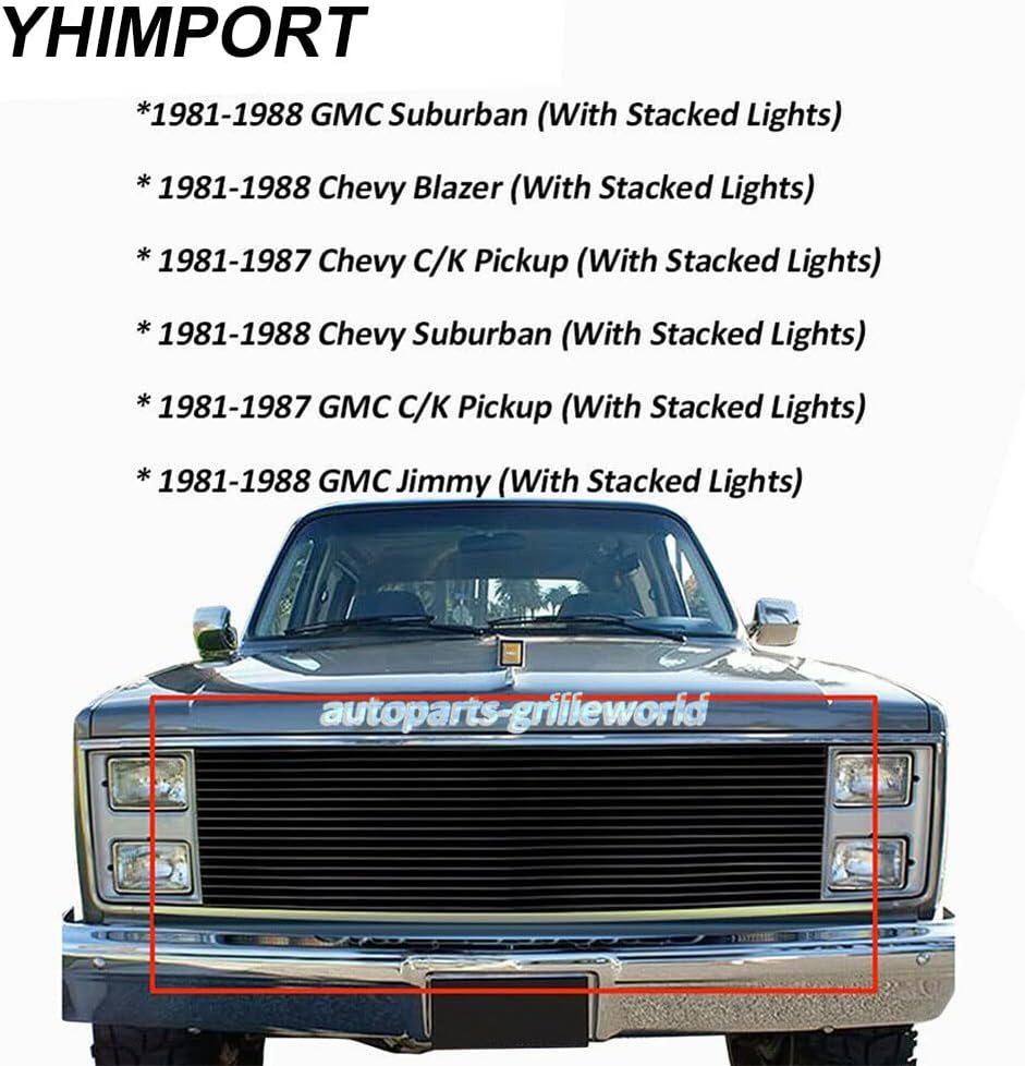 Billet Grille Insert Aluminum for 1981-1987 Chevy Blazer/C/K Pickup/Suburban/GMC Jimmy Bumper Horizontal Grill Inserts
