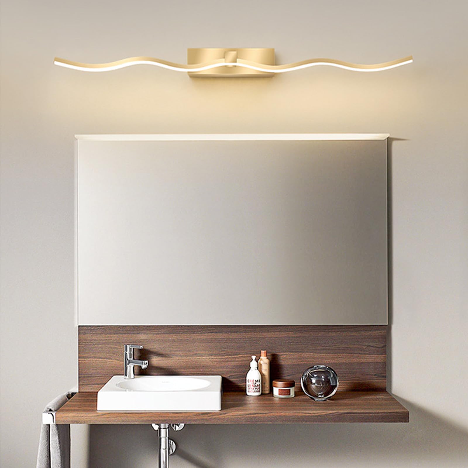 LED Lampada da Specchio per Bagno Applique da Parete con Telecomando Dimmerabile Iluminazioni per Pareti Moderna Impermeabile Luce da Parete Soggiorno Mobile Toilette (Oro,120cm)