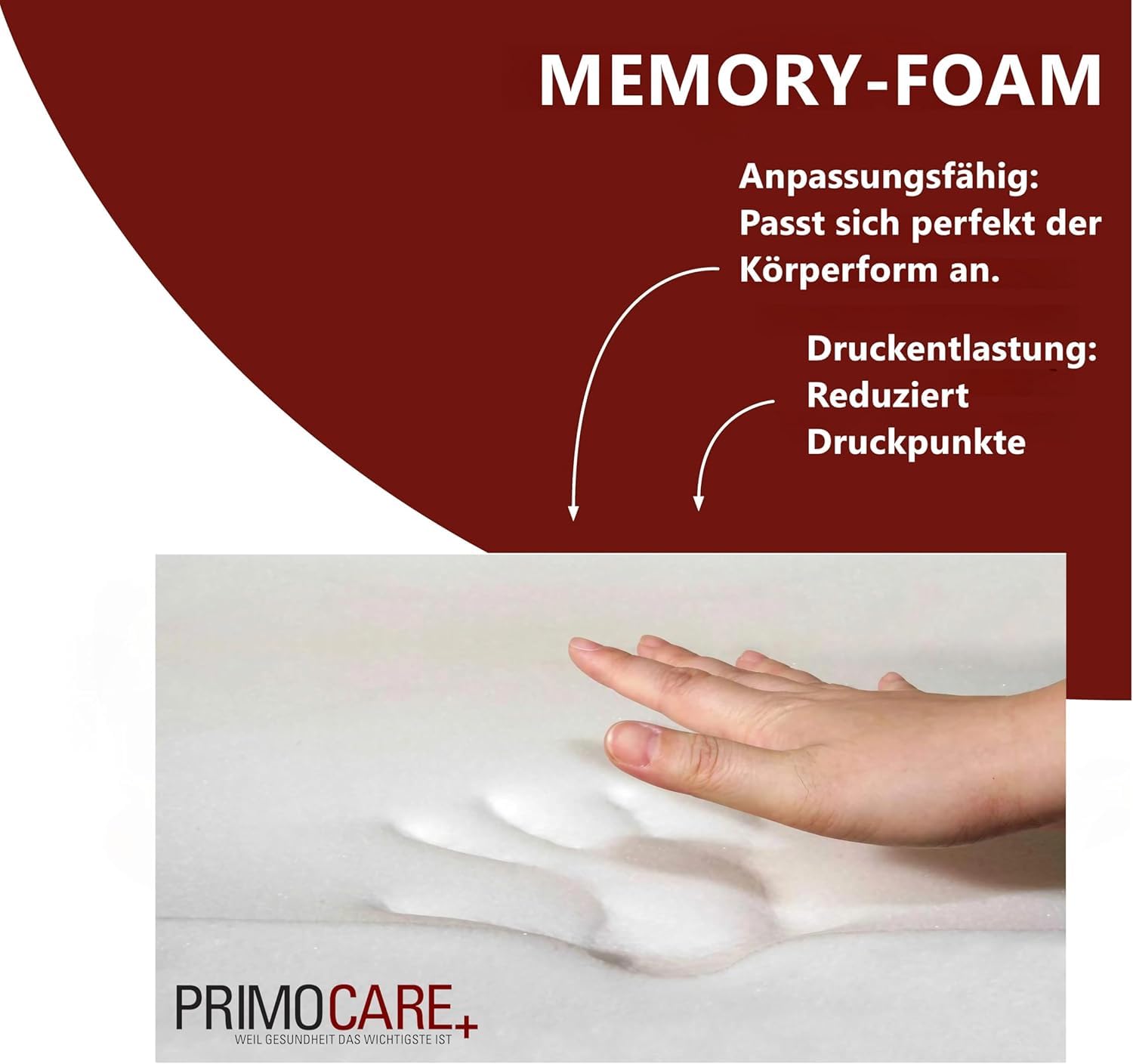 PrimoLiving Orthopädisches Memory-Schaum Sitzkissen – Feste Sitzerhöhung mit Ersatzbezug - Ergonomische 40x40x8/13 cm Aufstehhilfe