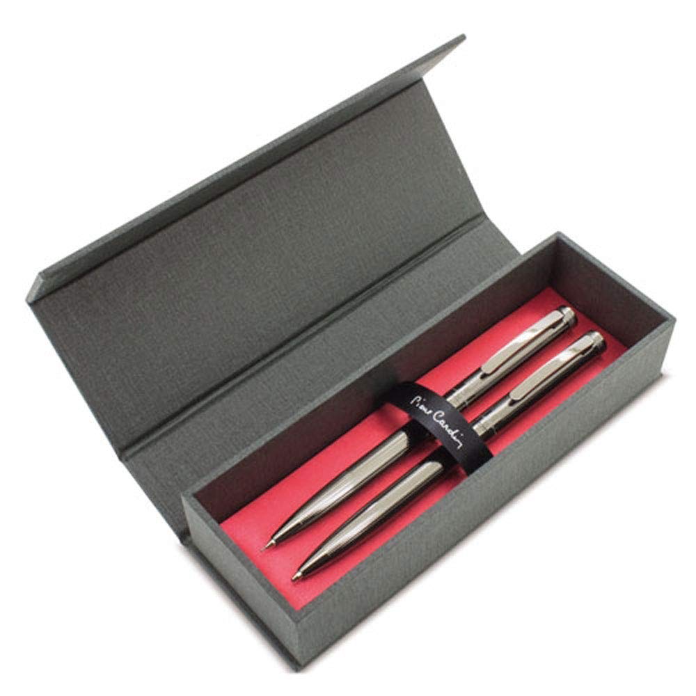 regalo grabado Set Bolígrafo Portaminas Pierre Personalizado Texto Estuche | Set de bolígrafo y portaminas Pierre de metal con estuche. Personalizable mediante grabado láser de una línea de texto.