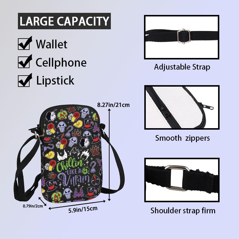 Image of ZJXHPO Villains Carry On Bag Chillin is Like A Villain Cross Body Bag Witch Shoulder Bag Evil Queen Messenger Bag (Villain CB)
