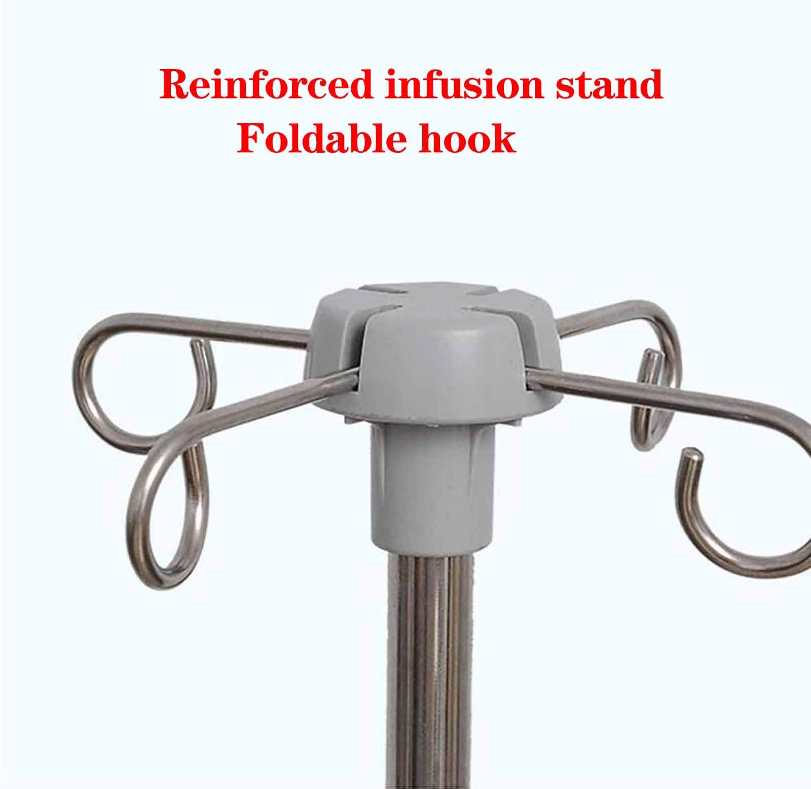 Soporte para gotero intravenoso, Soporte telescópico para infusión, Soporte de irrigación de Acero Inoxidable con reposabrazos de Altura Ajustable