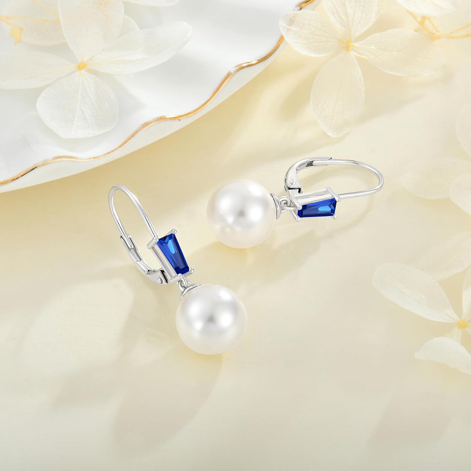 Pearl Earrings for women 925 Sterling Silver Leverback Earrings Birthstone Jewelry Gifts Pearl Drop Earrings with 10mm Mother of pearl
