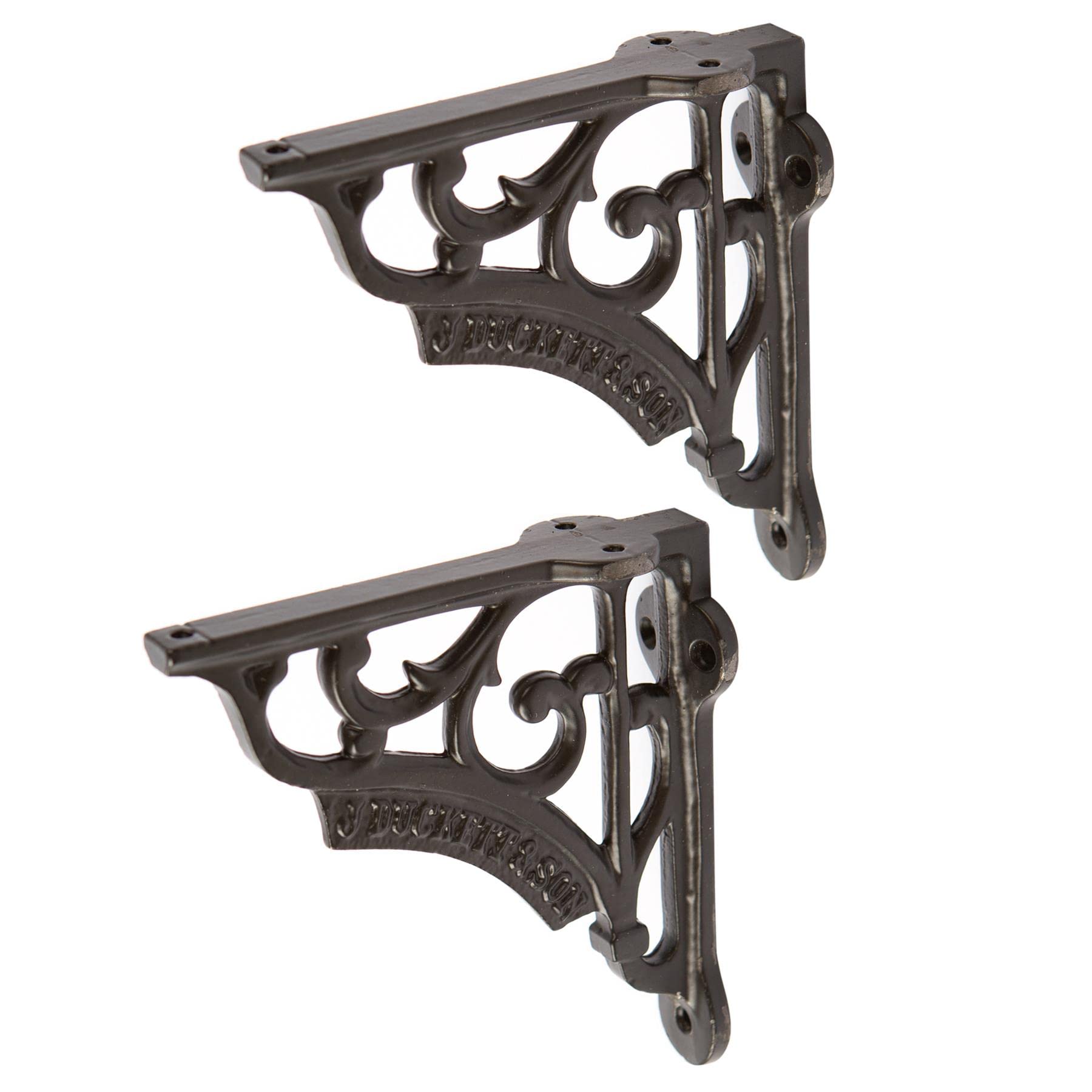 Ornate Iron Shelf Bracket - D120mm - Black - Pack of 2