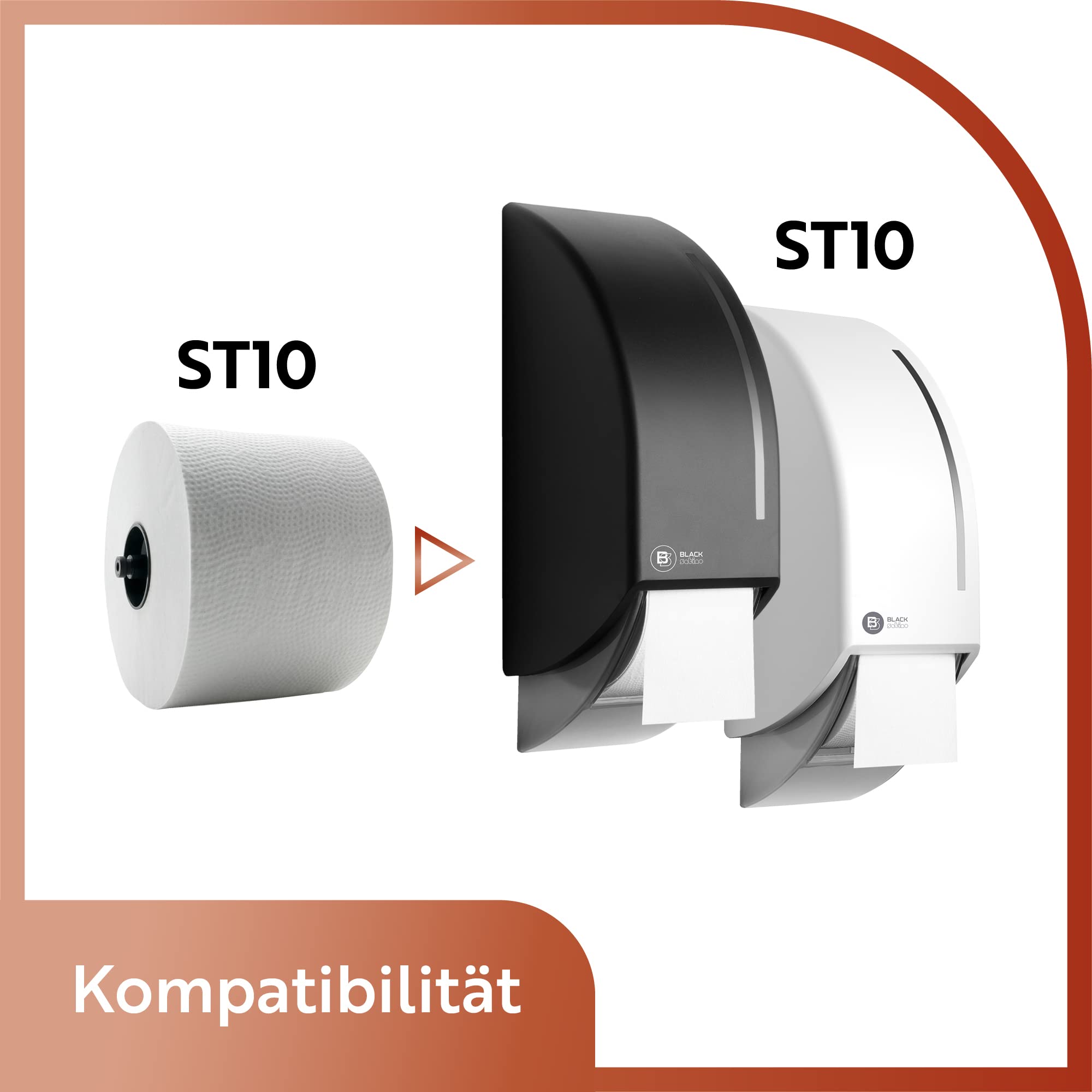 BlackSatino Toilettenpapier Großrollen GreenGrow I 2-lagig I 24 Rollen mit je 70m Länge I passend für ST10-Spender I umweltschonend I nachhaltig I Miscanthus-Recycling-Mix