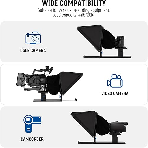 Miniatura 8 de NEEWER Teleprompter X16 con control remoto RT111 y control por aplicación, divisor de haz de 16 pulgadas, diseño plegable de aleación de aluminio,
