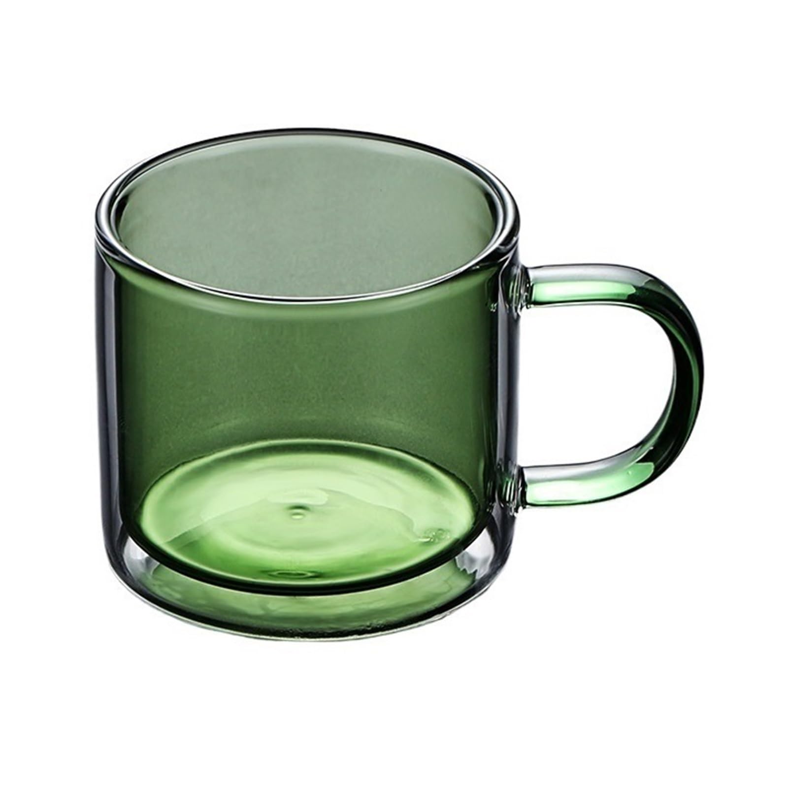 Kolorowe szklane kubki z podwójnymi ściankami z uchwytem, ​​250 ml borokrzemianowe filiżanki do kawy kubki do kawy na sok | Avocado Green