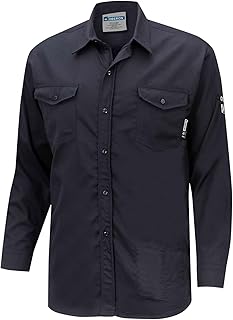 Oberon FR Arc Rated Button-Up Safety Shirt For Men - Flame Resistant Cotton - 10 Cal - Class 3 - Navy