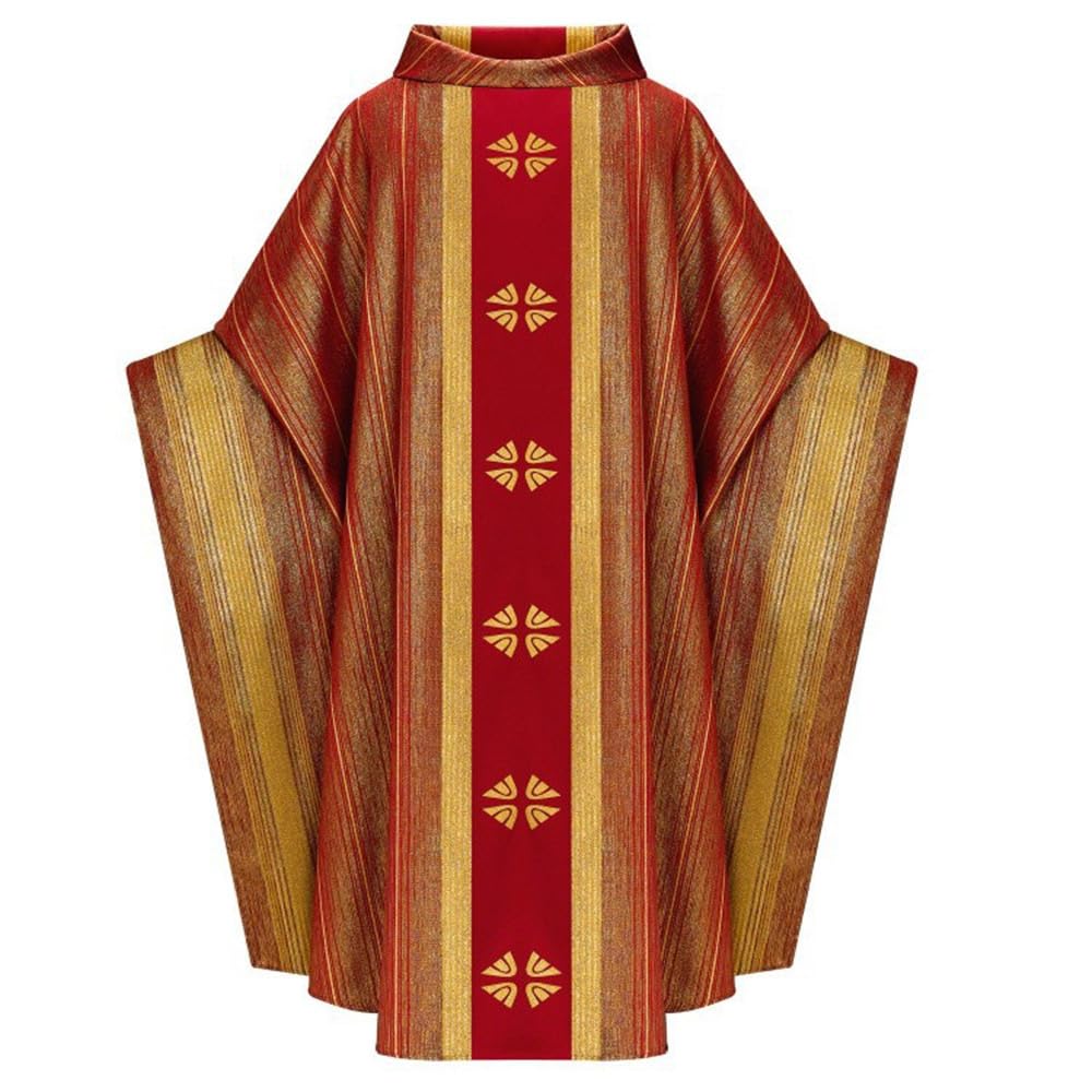 AwwwCos Unisex Catholic Priests Celebrant Church Vestments Clergy Elegance Chasuble Mass Costume Round Collar Robe Cloak