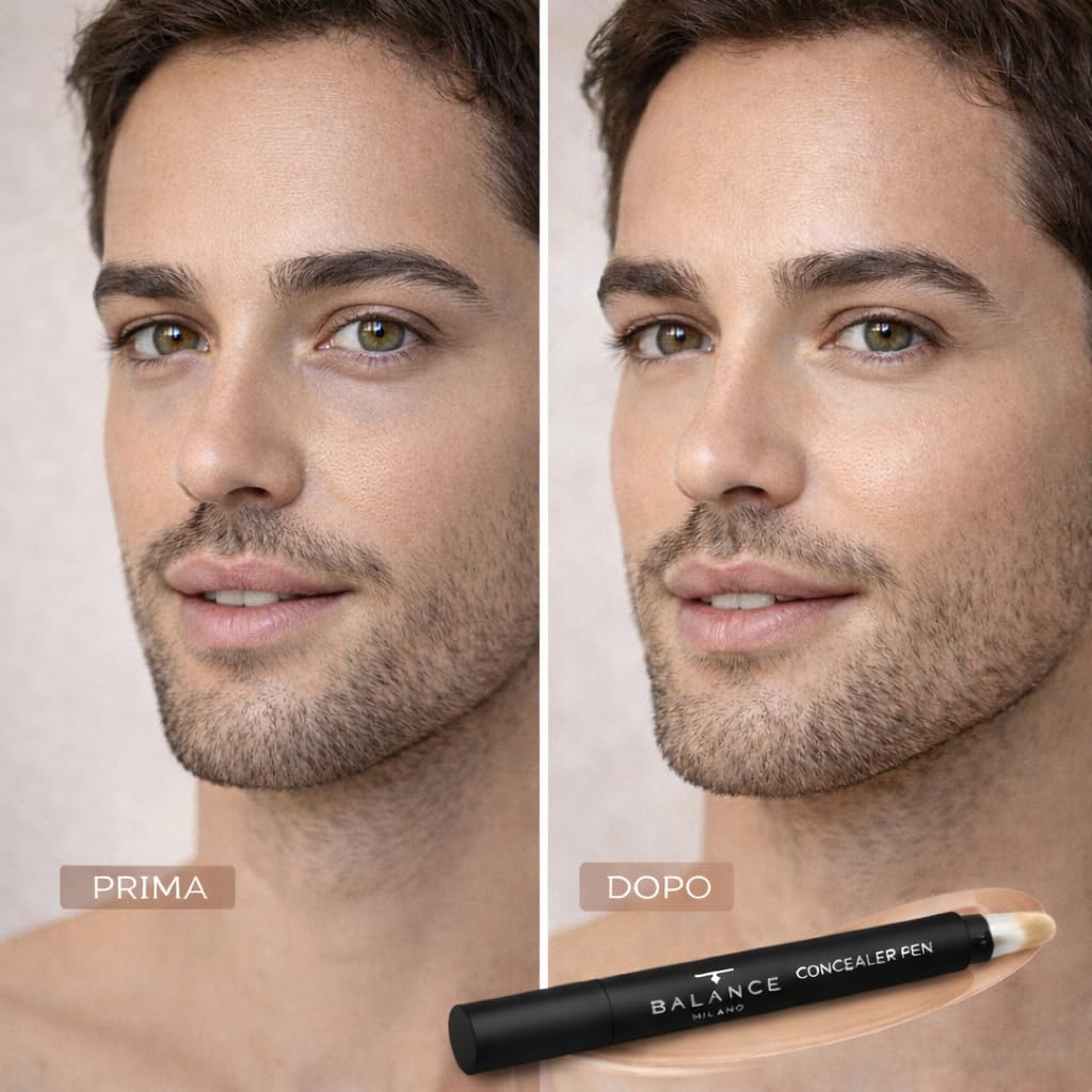 BALANCE MILANO 3ml Correttore Occhiaie Made in Italy - Fluido Levigante - Correttore Idratante e Coprente - Finish Naturale Luminoso Effetto Seconda Pelle - Vegan Silicon Free - Make Up (Beige Scuro)