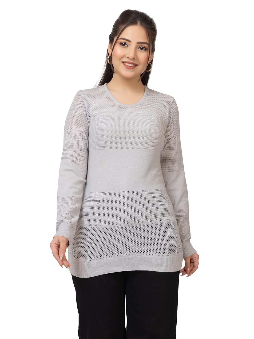 lasoon Women Winter Knit Top | Full Sleeve Round Neck Sweater | Warm & Soft Textured Pullover | Casual Regular Fit Winter Wear-picture-38