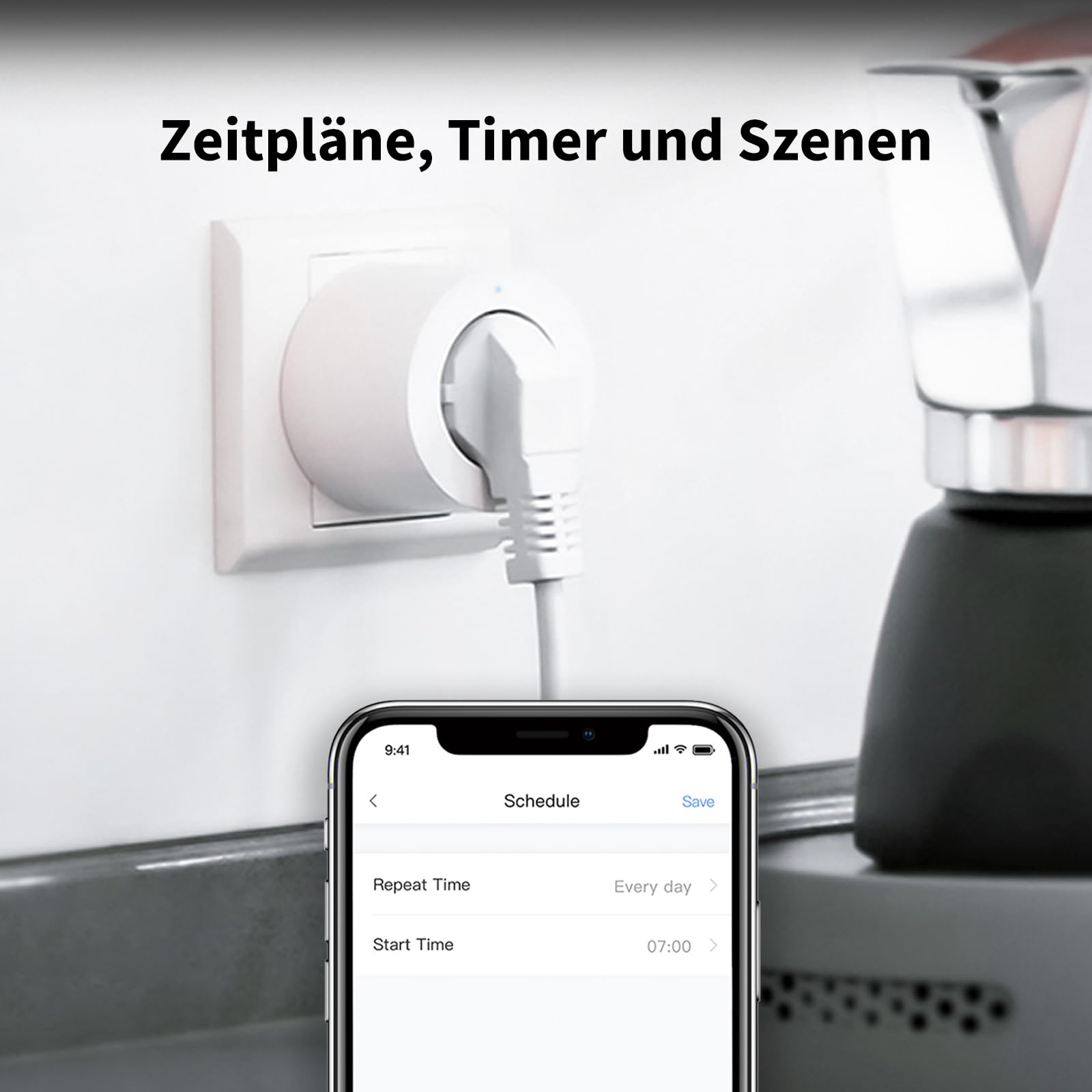 Aqara Zigbee Steckdose, Erfordert Aqara Hub, Smarte Steckdose mit Strommessung, Programmierung, Timer-Modus und Sprachsteuerung, Funktioniert mit HomeKit, Alexa, Google Assistant und SmartThings