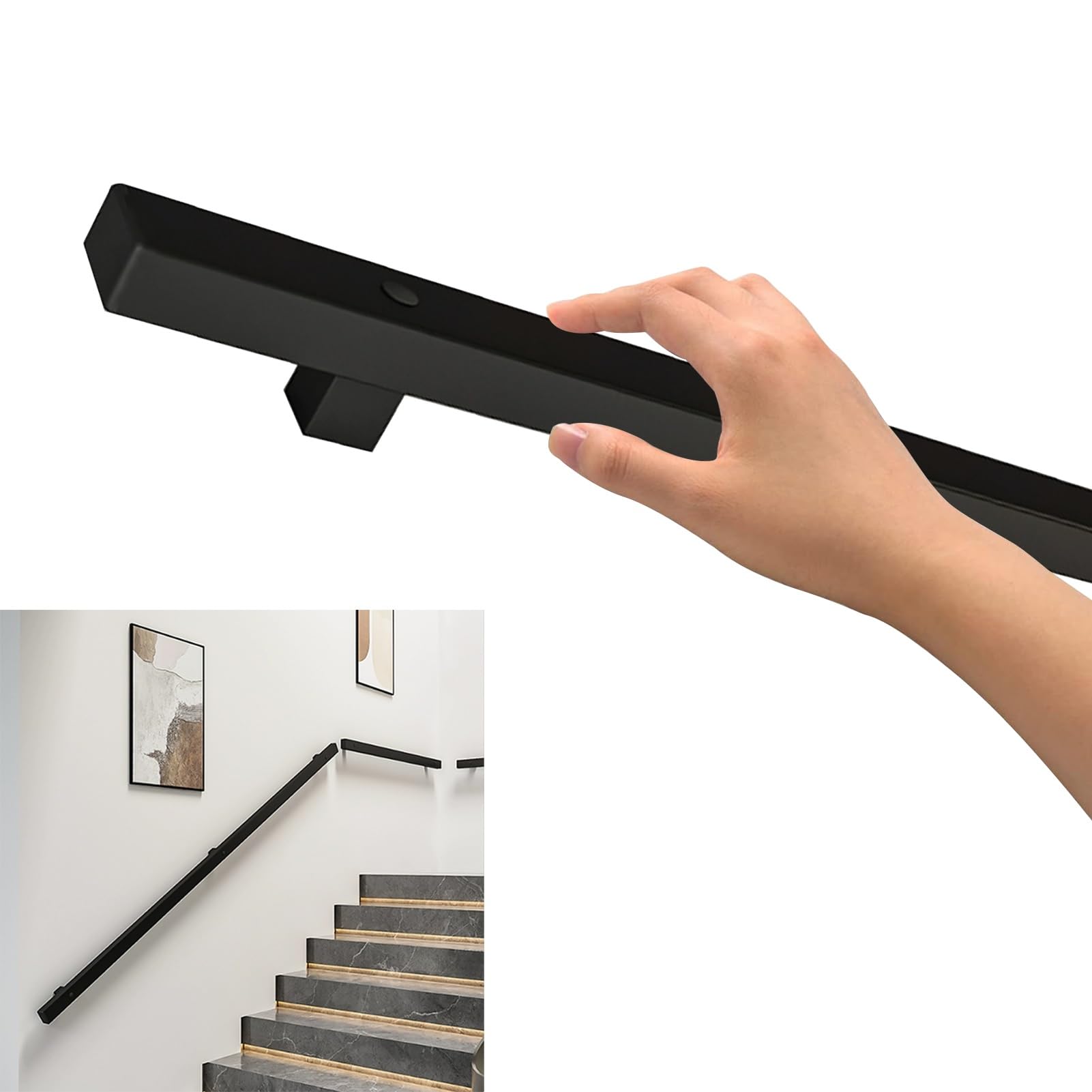 Rampes d'escalier en fer forgé de haute qualité kit de protection murale noir mat élégant