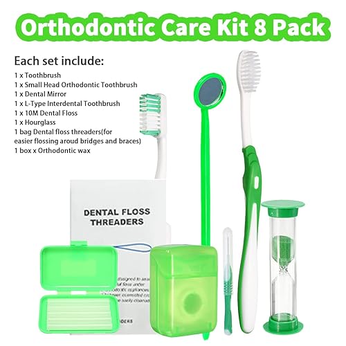 Miniatura 8 de Kit de limpieza de frenillos para dientes, kit de cepillo de dientes de ortodoncia portátil, kit de viaje dental para cuidado bucal, cepillo