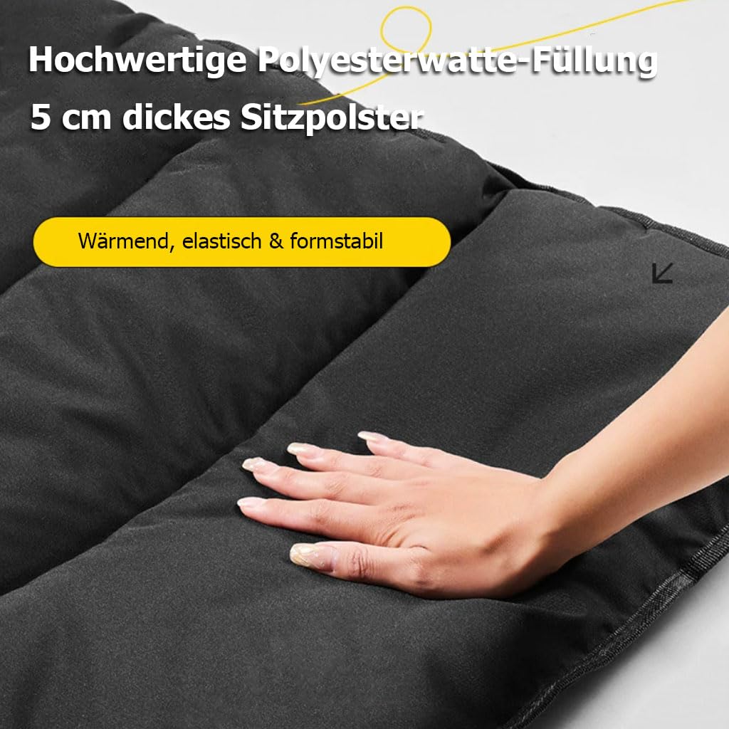 Großer Campingstuhl Klappstuhl mit Holzarmlehnen, Gepolsterter Gartenstühle Tragbarer Outdoor Anglerstuhl, Weicher Camping Stuhl für Picknick Reisen Hinterhof