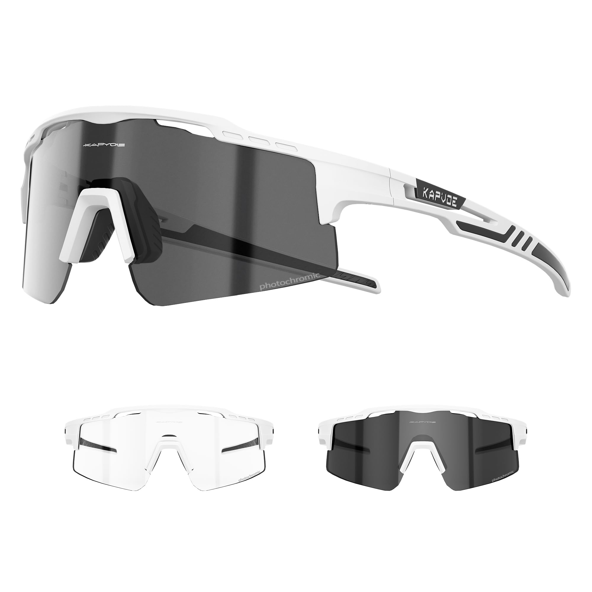 KAPVOE Selbsttönende Photochromatische Fahrradbrille UV400 Schutz für Herren & Damen - Ideal für Sport und Outdoor-K75