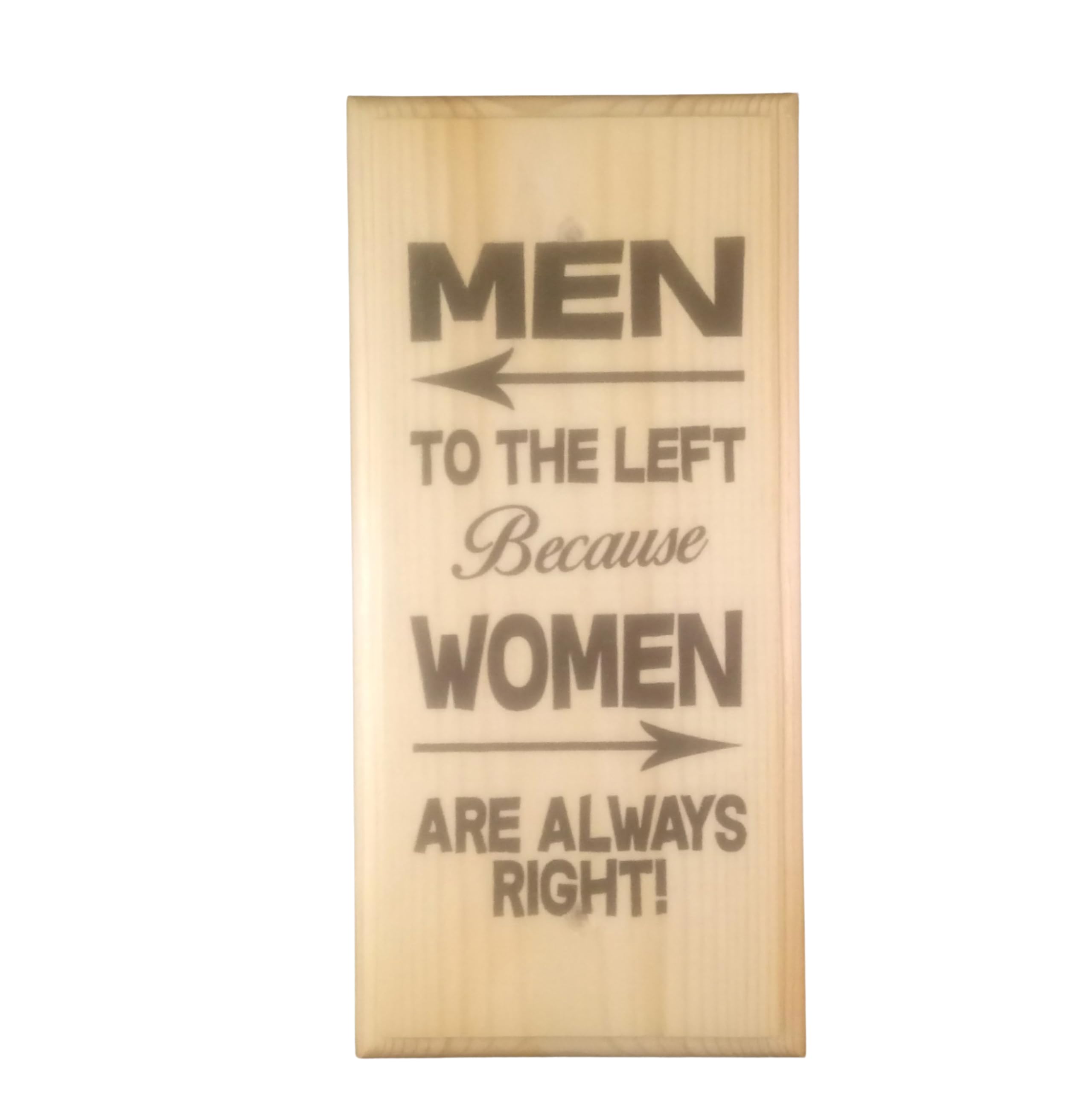 Men To The Left Because Women Are Always Right Sign, Funny Business Toilet Plaque
