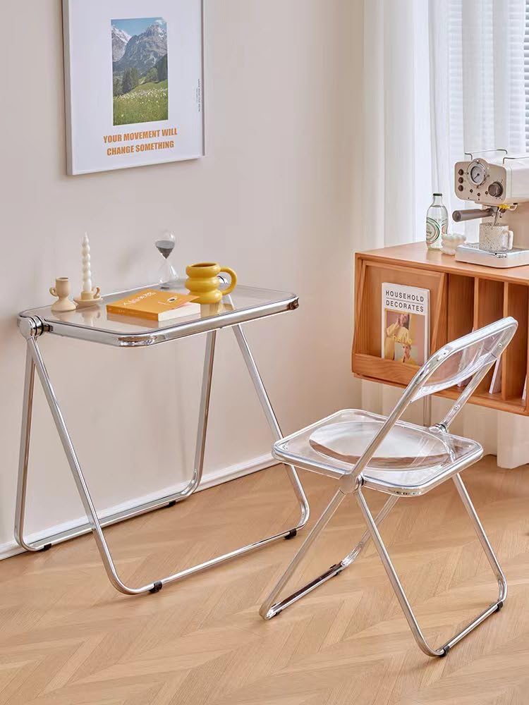 Suprills Clear Folding Away Table Computer Desk, Foldable Table for