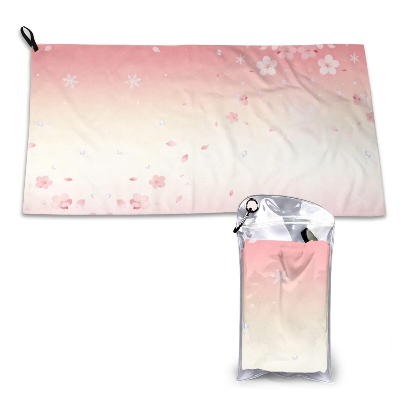 Pink Cherry Blossom Background Print Quick Dry Towel 16x31.5in White