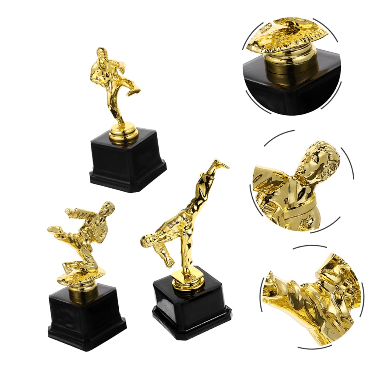 TOYANDONA 3 Stück Taekwondo Pokale aus Kunststoff, Goldene Siegerpokale