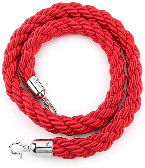Mnixy 1.5M Queue Twisted Barrier Rope Divider Crowd Control Stanchion Suitable For Hotels, Guesthouses, Banks, Hospitals. (Red)