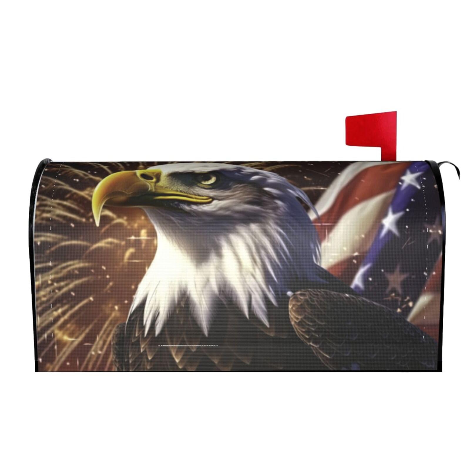 American Flag Eagle and Fireworks 04 Mailbox Covers Magnetic Wraps Post Letter Box Cover Garden Home Decor