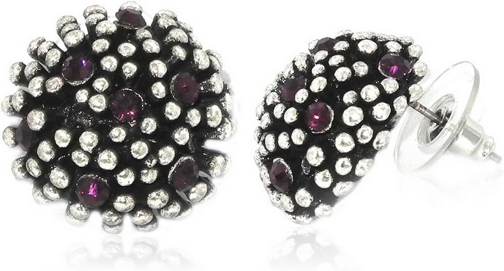Ladies Silver Amethyst Charm Stud Earrings Jewellery