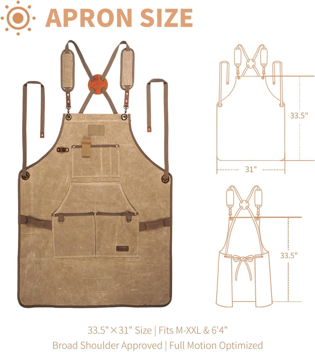 Professional Heavy-Duty Woodworking Apron for Men, Durable Carpenter Tool Apron with Pockets, Adjustable Long Ties, Reinforced Hardware, Lifetime Gift for Woodworkers