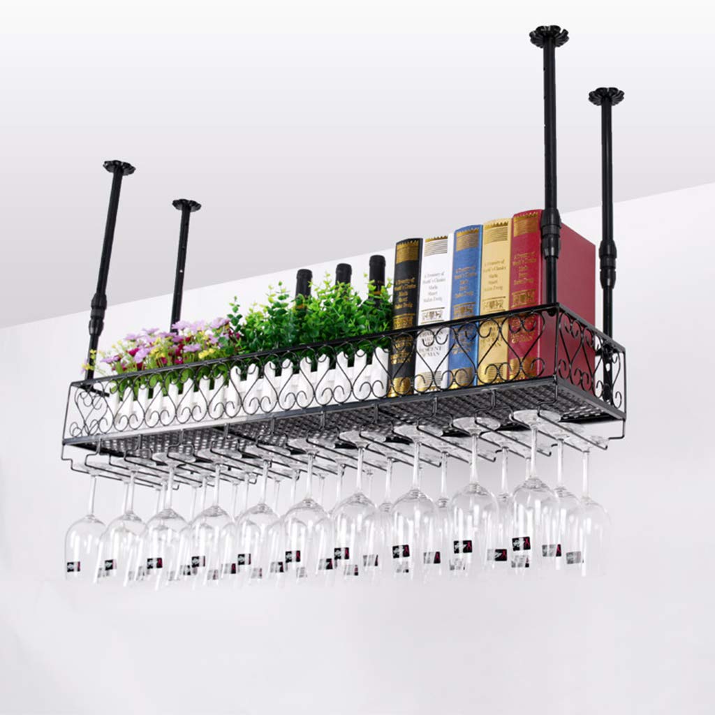 Weinregale für Zuhause/Bar, Retro-Stil, zum Aufhängen aus Metall, mit Glashalter, Kelch, Weinflaschenhalter für Küche, Bar, Schrank, Organisation, Decken-Weinregal, Organizer, Heim