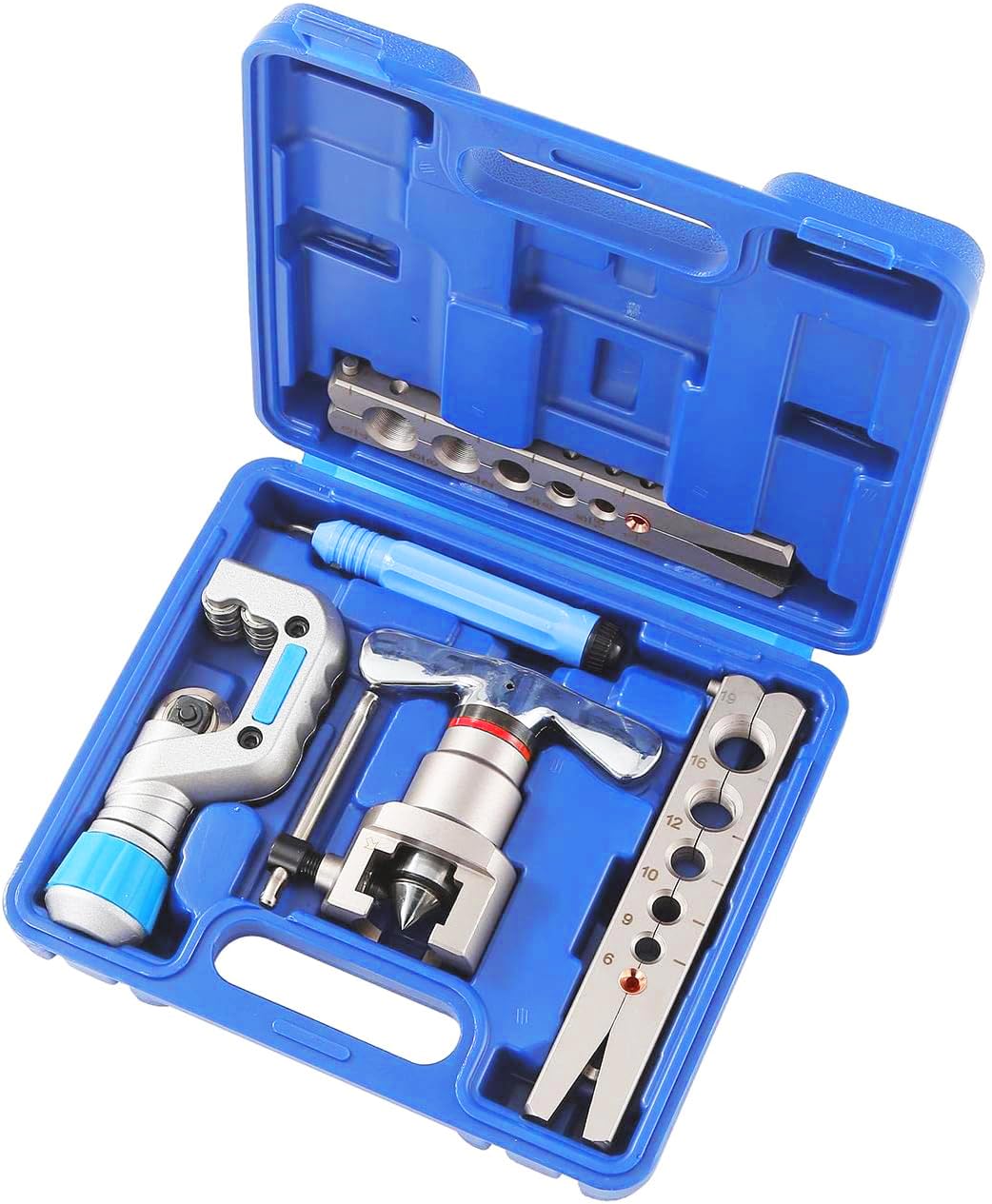 ABOCARDADOR DE TUBOS Herramienta de Abocardado Pulgadas Métricas Abocardadores de Aire Acondicionado para R407c / R410a con Cortador de Tubos | 5-19MM | 3/16 "-3/4"
