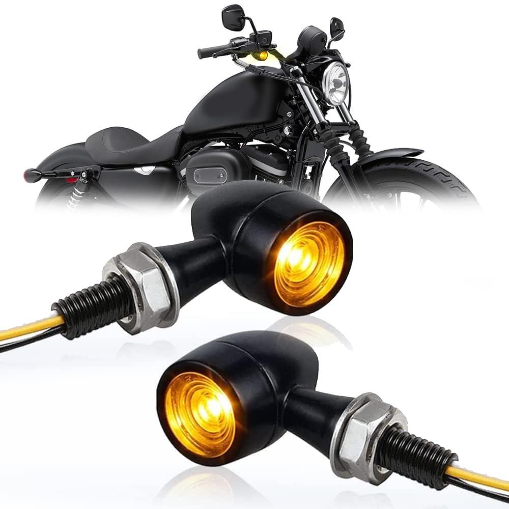 goodfitment - Led Motorcycle Turn Signal Lights Universal Mini Front Blinkers Compatible with Street Glide Softail Road Glide Sportster gl1800 vt600c vt750c2b en500 m109r