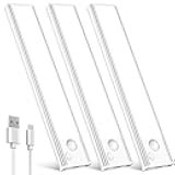 Under Cabinet Rechargeable Lighting: Motion Sensor Dimmable Lights Indoor - Battery Operated Lights - Wireless Activated Closet Light Magnetic Led Light for Kitchen Home Bathroom Counter Shelf