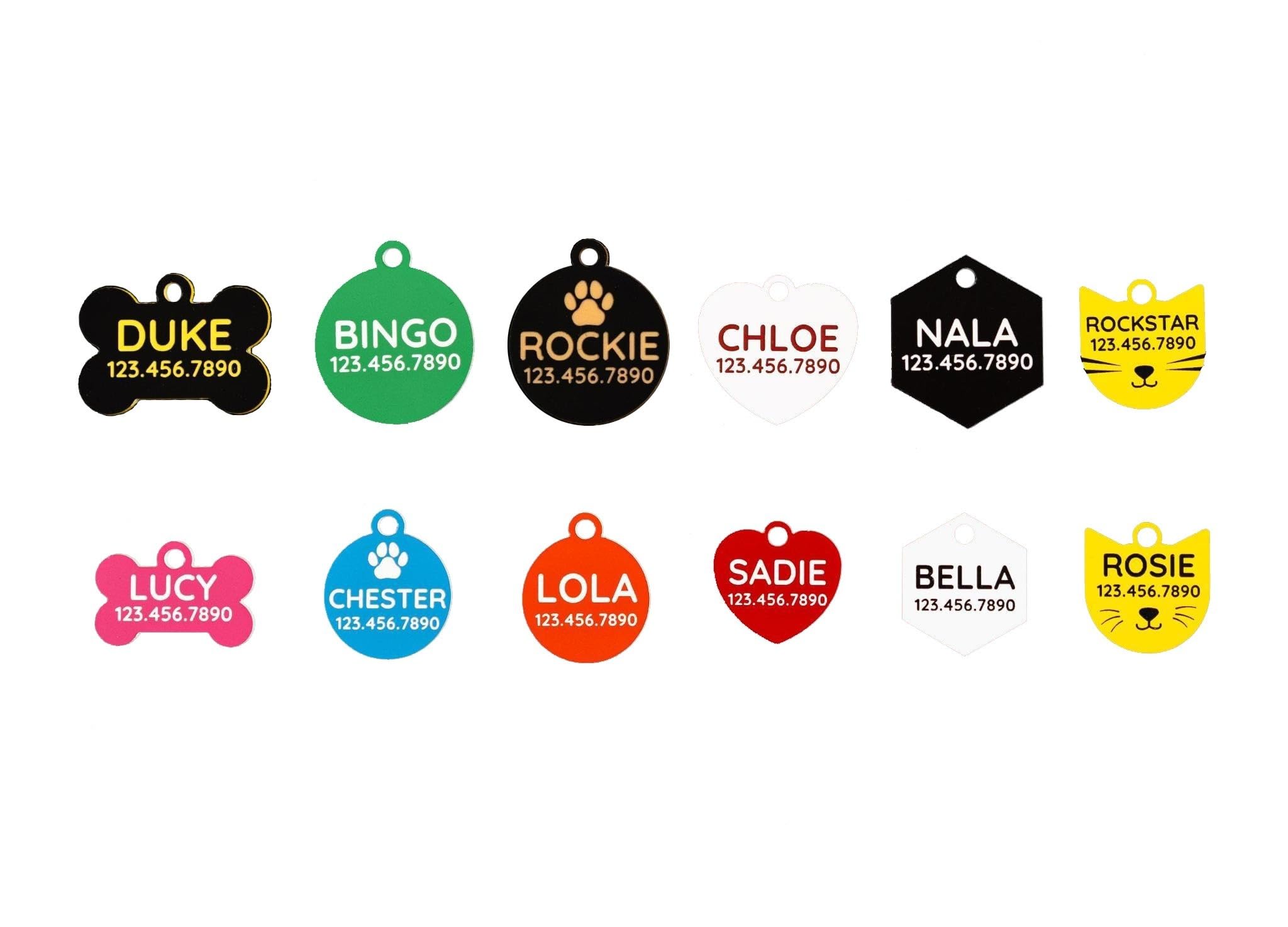 Dog Cat ID Tag, Pet Collar Name Tag, Pet Collar Alert Tag, Personalized Acrylic Silent Pet Cat Dog Tag, 11 Cute Colors, 6 Shapes, 2 Sizes